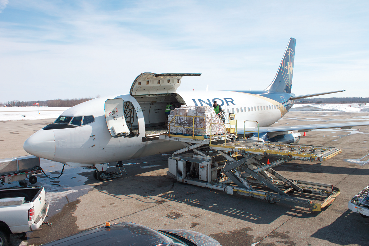 Flite Line Services crew loading cargo into a jet aircraft